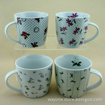 Four-piece Mug Set with Floral Design, 9oz, Color Box Packing, for Promotion and Gift